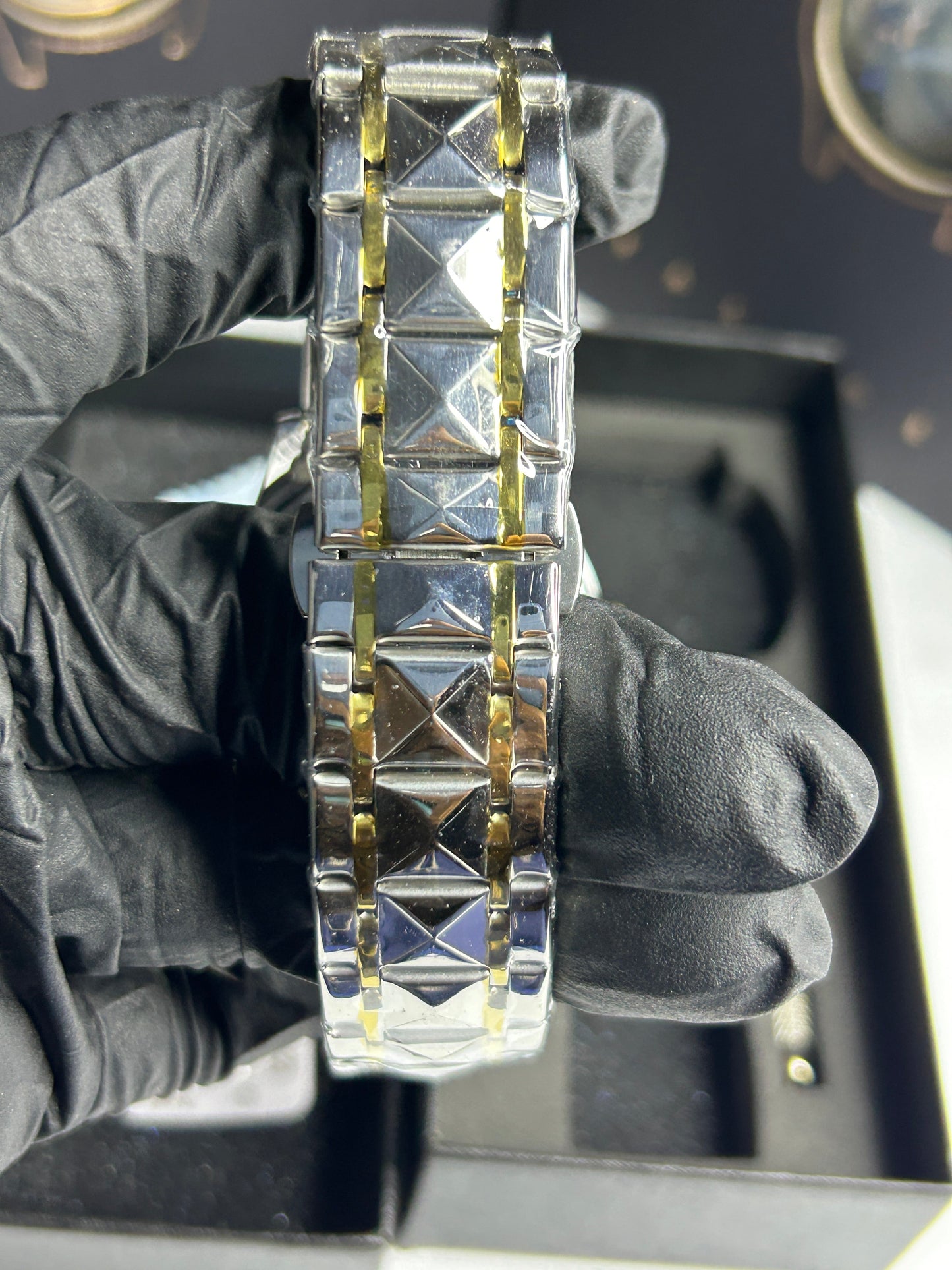 Two Tone Binbond Silver Prism Dial Watch